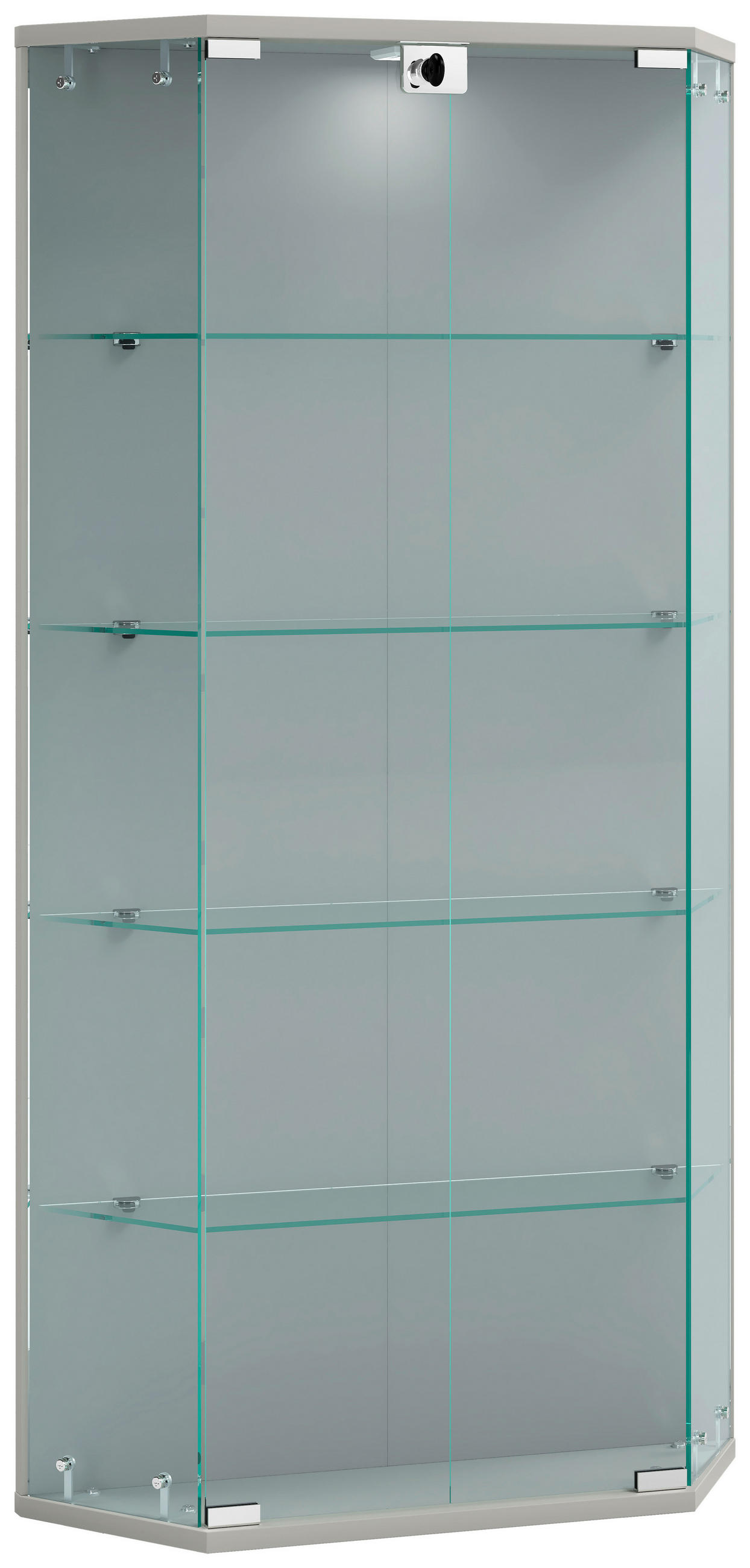 VITRINE  in Silberfarben  - Transparent/Silberfarben, Design, Glas/Holzwerkstoff (83/114/17cm) - MID.YOU