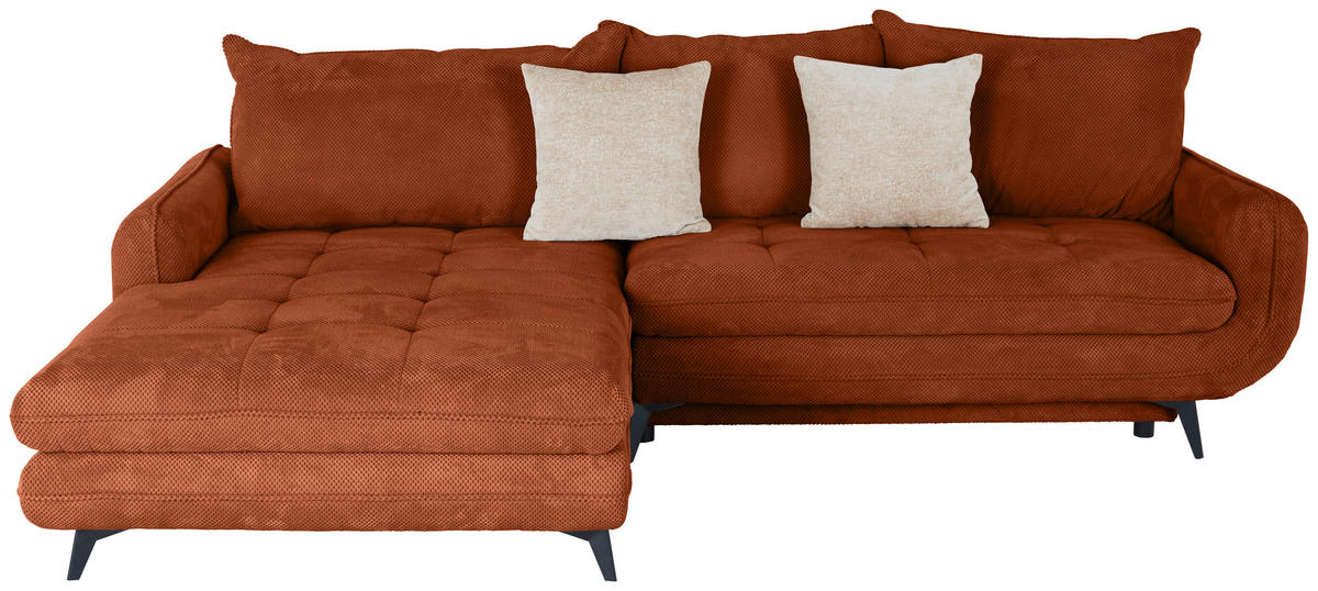ECKSOFA WAVE Orange Struktur  - Beige/Schwarz, MODERN, Textil/Metall (189/266cm) - MID.YOU