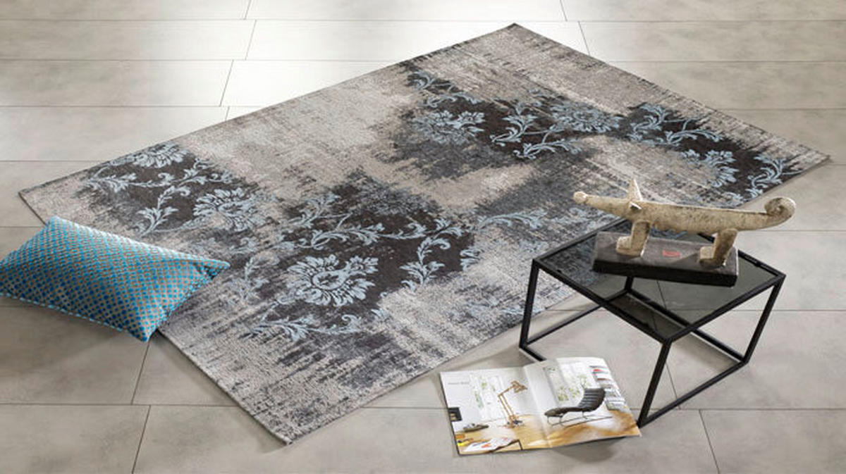 VINTAGE-TEPPICH 40/60 cm Diana Melody Blau, Grau  - Blau/Grau, Trend, Textil (40/60cm) - Novel