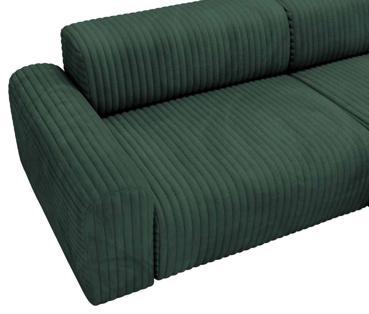 ECKSOFA in Cord Waldgrün  - Waldgrün/Schwarz, Design, Kunststoff/Textil (292/178cm) - Livetastic