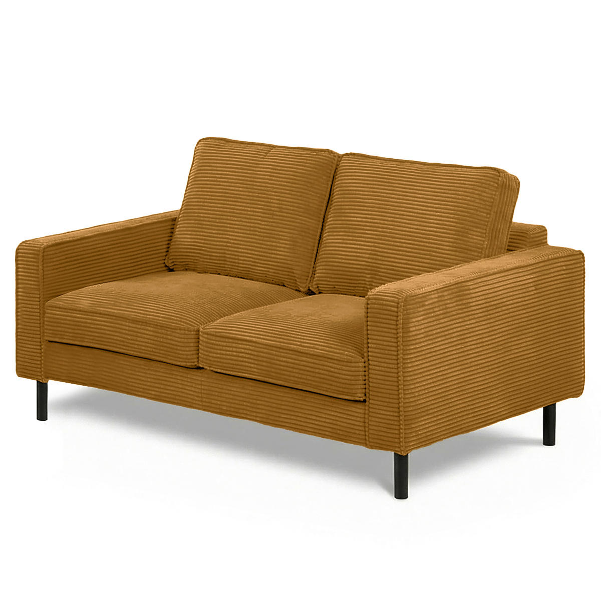 2-SITZER-SOFA Cord Senfgelb  - Senfgelb/Schwarz, Design, Textil/Metall (148/85/92cm) - Livetastic