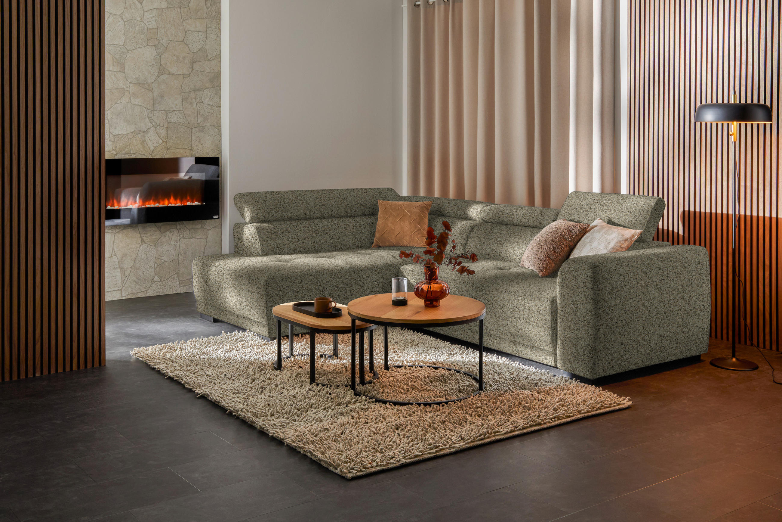 ECKSOFA in Struktur Hellbraun  205/284 cm  - Hellbraun/Schwarz, Design, Kunststoff/Textil (205/284cm) - Xora
