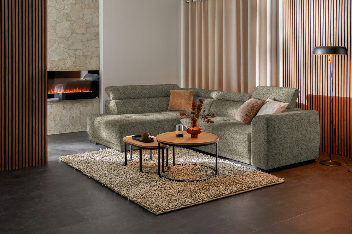ECKSOFA in Struktur Hellbraun  205/284 cm  - Hellbraun/Schwarz, Design, Kunststoff/Textil (205/284cm) - Xora