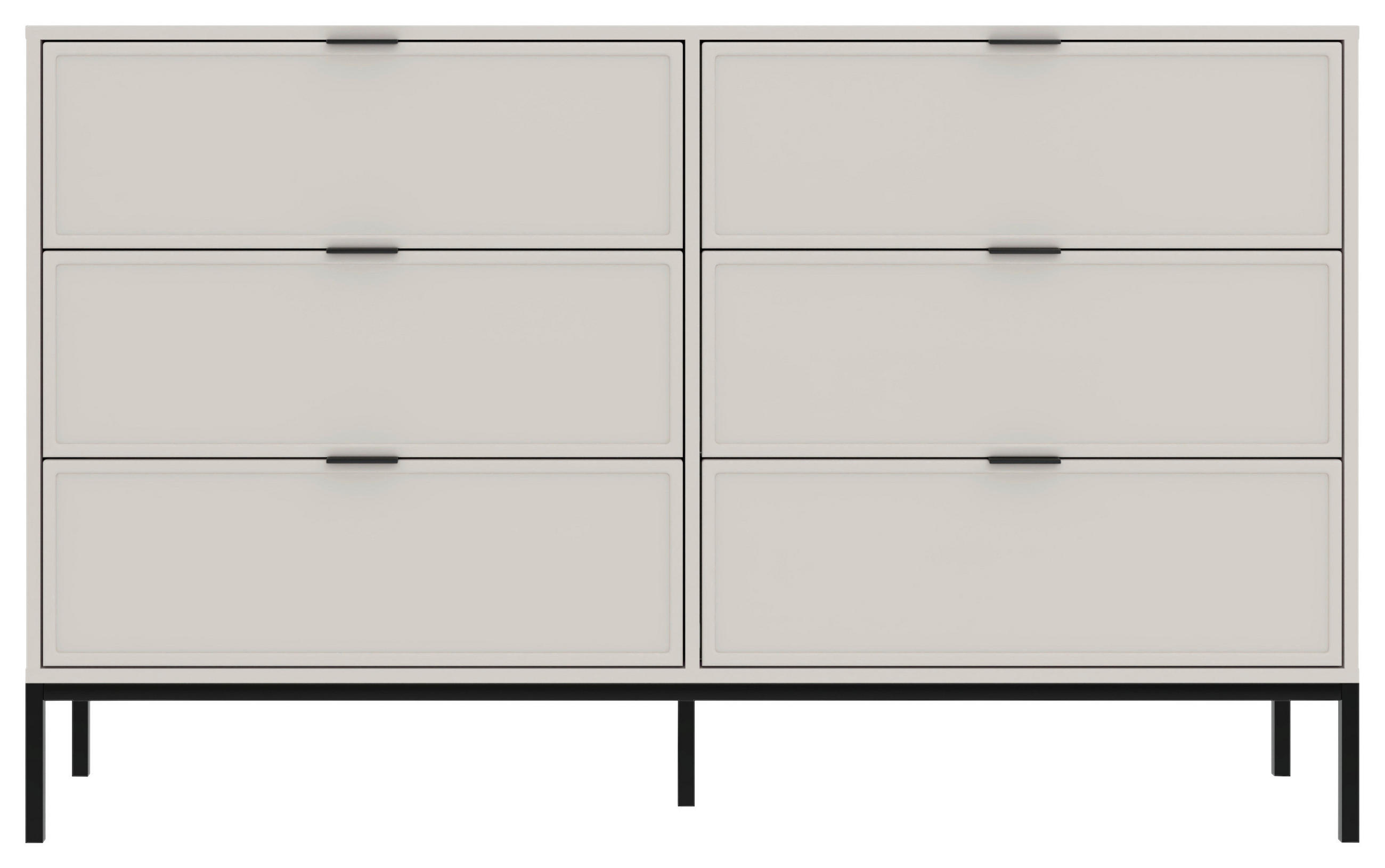 KOMMODE , 150/92/40 cm, 6 Schublade(n)  - Kaschmir/Schwarz, Design, Holzwerkstoff/Metall (150/92/40cm) - MID.YOU