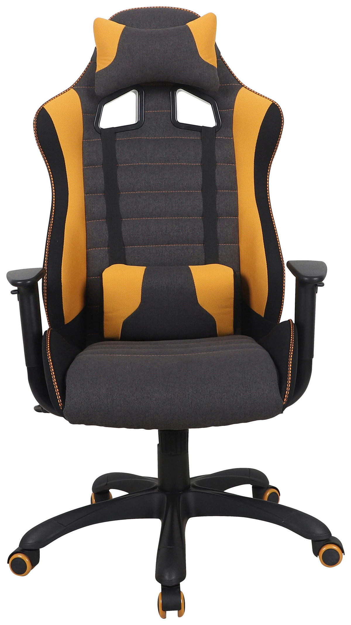 GAMING STOL umetna masa, tekstil antracit, oranžna  - črna/oranžna, Design, umetna masa/tekstil (64/120-130/65cm) - Novel