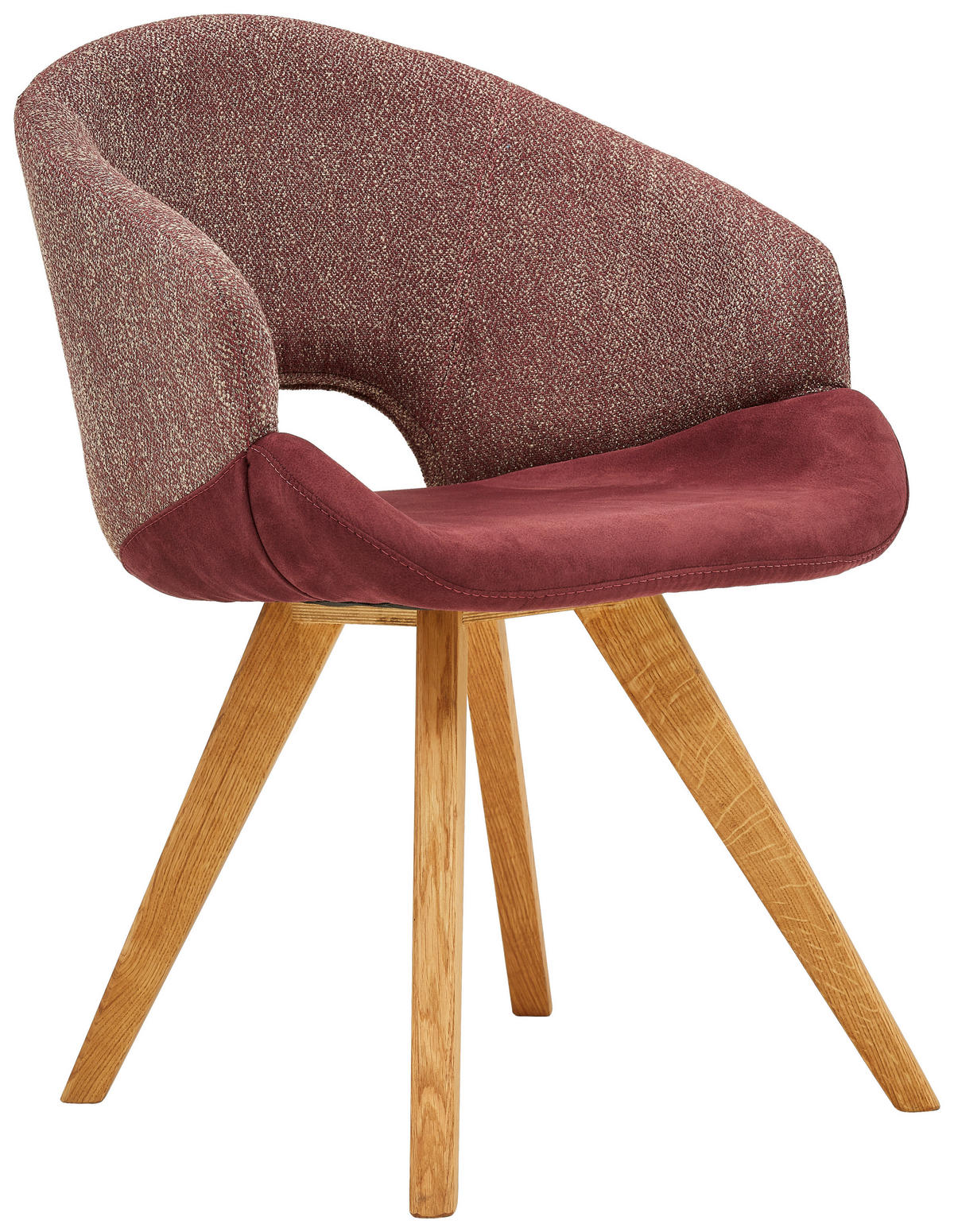 ARMLEHNSTUHL  in Webstoff, Flachgewebe  - Eichefarben/Bordeaux, Design, Holz/Textil (58/83/59cm) - Linea Natura