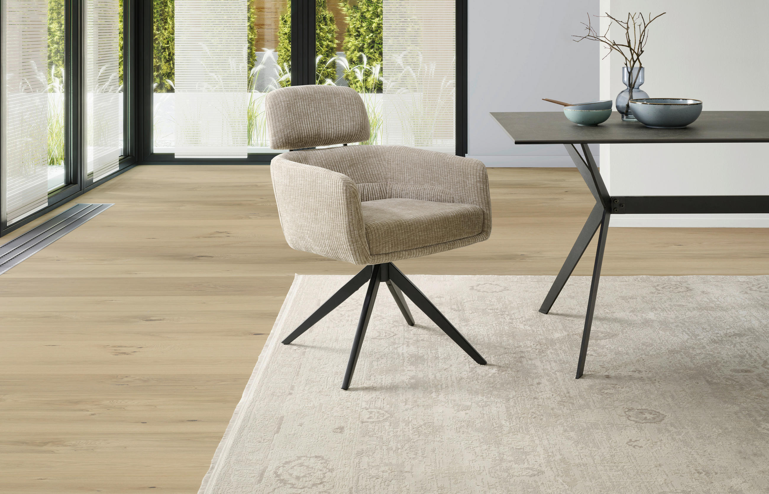 ARMLEHNSTUHL  in Eisen Cord  - Beige/Schwarz, KONVENTIONELL, Holz/Textil (60/87,5/68cm) - Livetastic