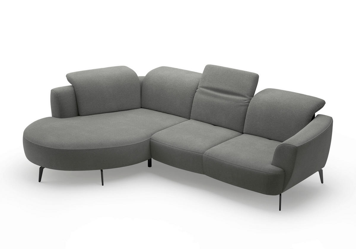 ECKSOFA in Mikrofaser Schlammfarben  - Schlammfarben/Schwarz, Konventionell, Textil/Metall (199/309cm) - Sit & More