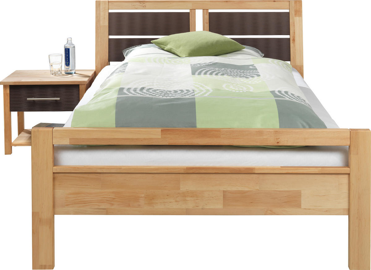 BETT 90/200 cm  in Braun, Erlefarben   - Erlefarben/Braun, Natur, Holz (90/200cm) - Linea Natura