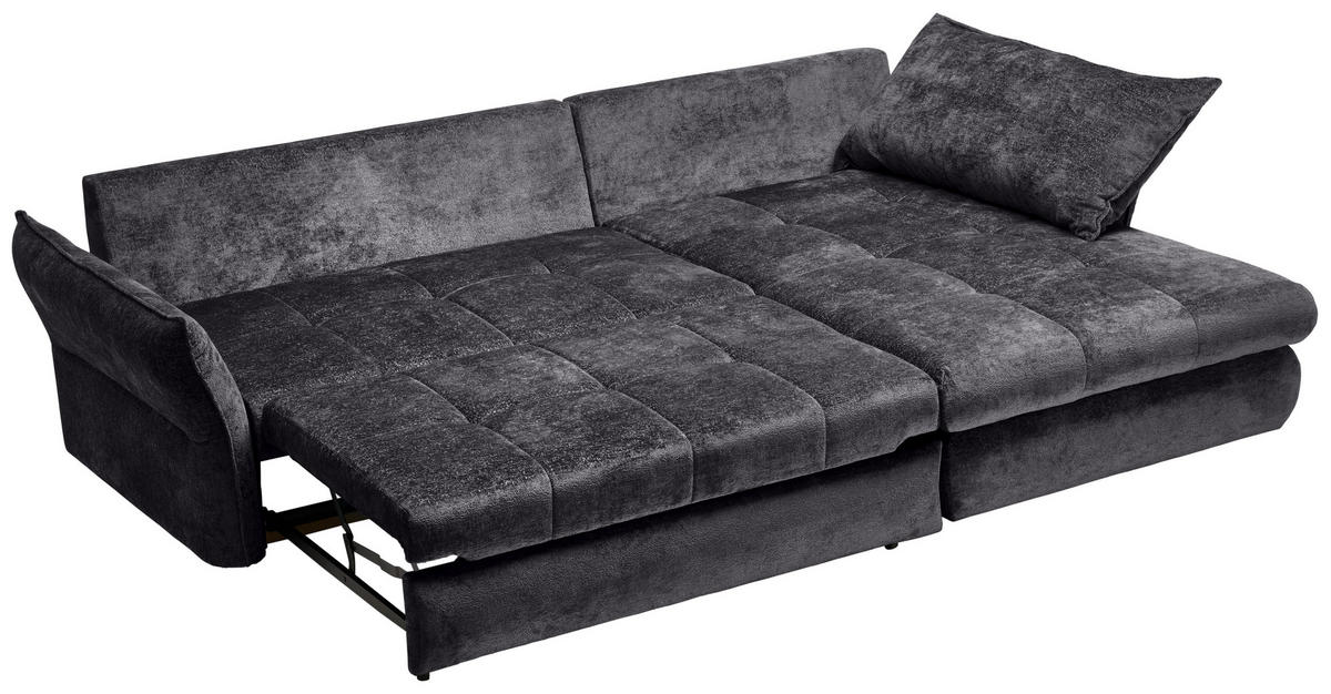 ECKSOFA in Chenille Schwarz  - Schwarz, Konventionell, Kunststoff/Textil (180/275cm) - Stylife