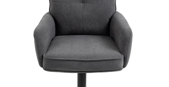 BARHOCKER Cord Anthrazit, Schwarz Eisen Stoffauswahl, Sitzfläche 360° drehbar, inklusive Armlehnen - Anthrazit/Schwarz, Design, Textil/Metall (54/98-120/58cm) - Novel