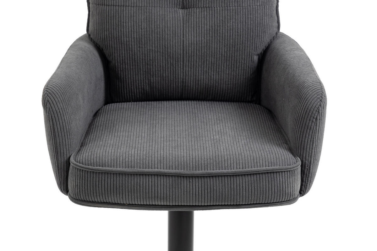 BARHOCKER Cord Anthrazit, Schwarz Eisen Stoffauswahl, Sitzfläche 360° drehbar, inklusive Armlehnen  - Anthrazit/Schwarz, Design, Textil/Metall (54/98-120/58cm) - Novel
