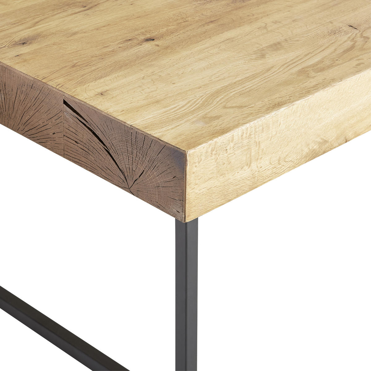 COUCHTISCH Eiche furniert 110/65/42 cm rechteckig Schwarz, Eichefarben  - Eichefarben/Schwarz, Natur, Holz/Metall (110/65/42cm) - Livetastic