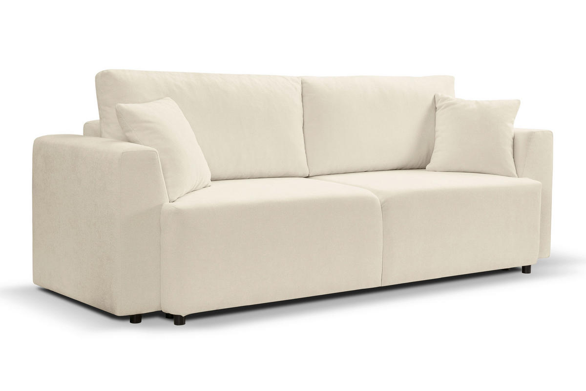 SCHLAFSOFA POINT  mit Liegefunktion, Schlafen auf Sitzhöhe Webstoff Creme  - Creme/Schwarz, Basics, Kunststoff/Textil (250/95/99cm) - MID.YOU