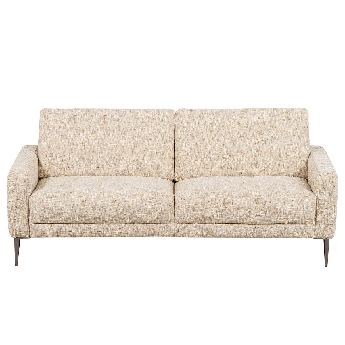 3,5-SITZER - Beige/Schwarzchrom, Design, Textil/Metall (207/85/92cm) - Livetastic