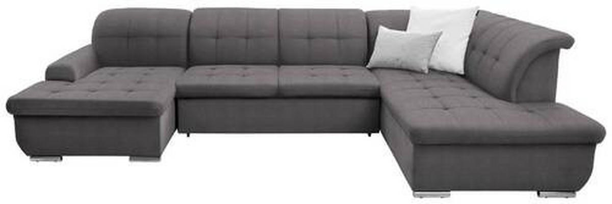 SOFFA i flatväv mörkgrå  - mörkgrå/silver, Design, metall/textil (145/347/208cm) - Livetastic