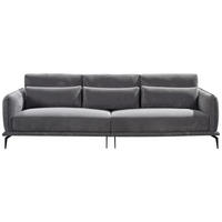 3-SITZER-SOFA in Cord Grau  - Schwarz/Grau, Design, Textil/Metall (260/81/89cm) - Livetastic