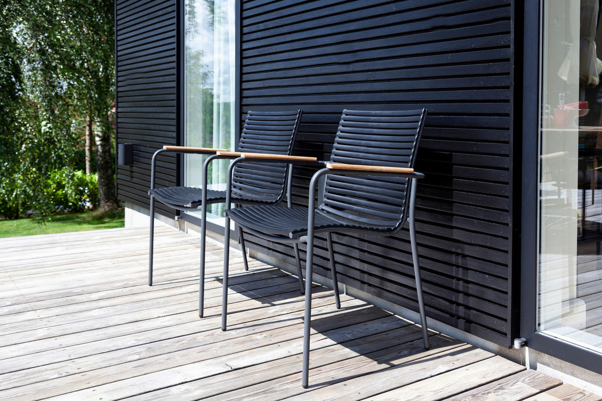 STAPELSTUHL in Kunststoff Anthrazit, Schwarz, Teakfarben  - Anthrazit/Schwarz, KONVENTIONELL, Holz/Kunststoff (60/84/56cm) - Gardenson