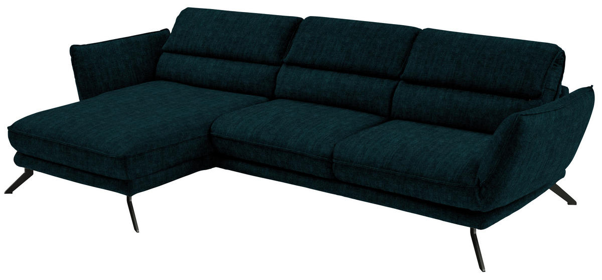 ECKSOFA in Velours Waldgrün  - Waldgrün/Schwarz, Design, Textil/Metall (153/283cm) - Valdera