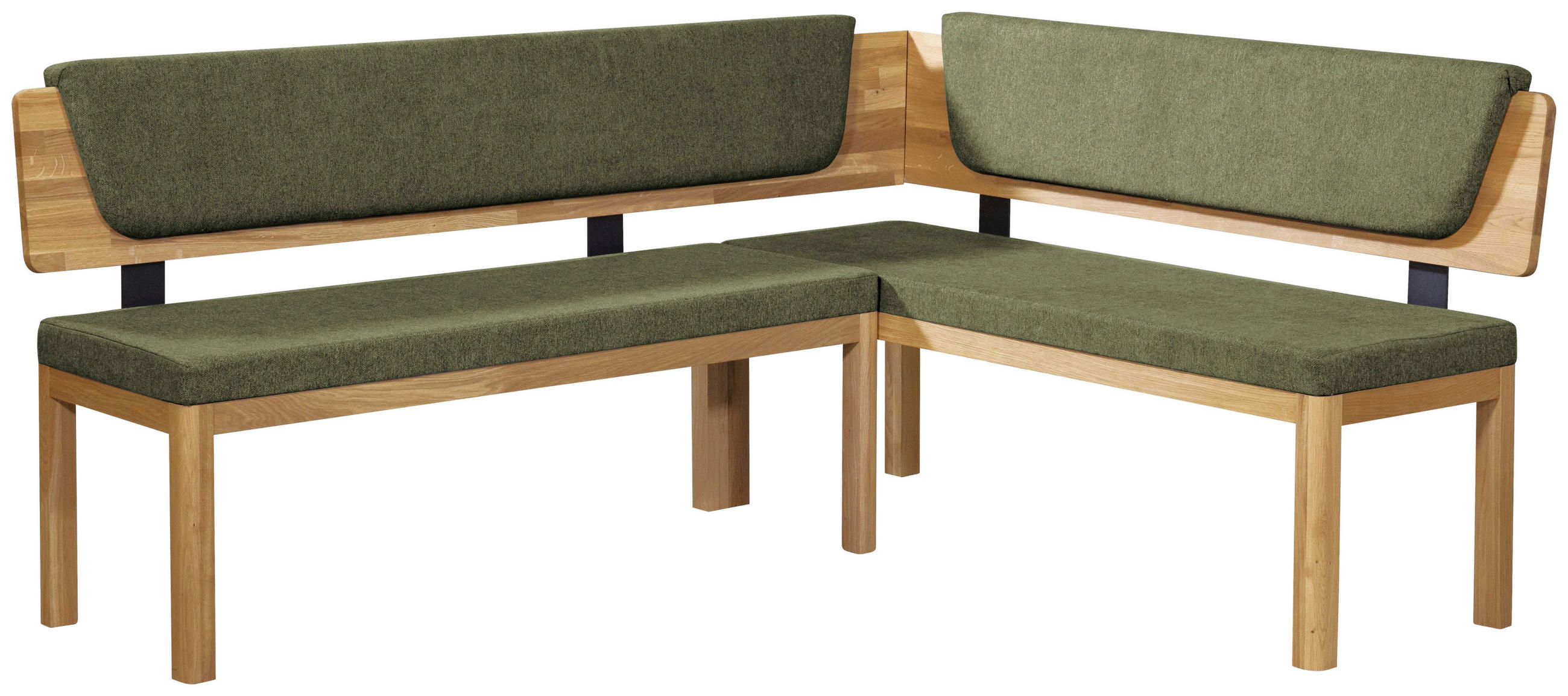 ECKBANK 208/171 cm Webstoff Grün, Eichefarben Eiche vollmassiv   - Eichefarben/Grün, KONVENTIONELL, Holz/Textil (208/171cm) - Linea Natura