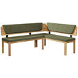 ECKBANK 248/171 cm Webstoff Grün, Eichefarben Eiche vollmassiv   - Eichefarben/Grün, KONVENTIONELL, Holz/Textil (248/171cm) - Linea Natura
