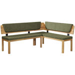 ECKBANK 195/155 cm Webstoff Grün, Eichefarben Eiche vollmassiv   - Eichefarben/Grün, KONVENTIONELL, Holz/Textil (195/155cm) - Linea Natura