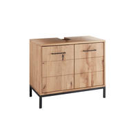 WASCHBECKENUNTERSCHRANK 70/60/40 cm  - Wildeiche/Schwarz, Basics, Holz/Metall (70/60/40cm) - Linea Natura