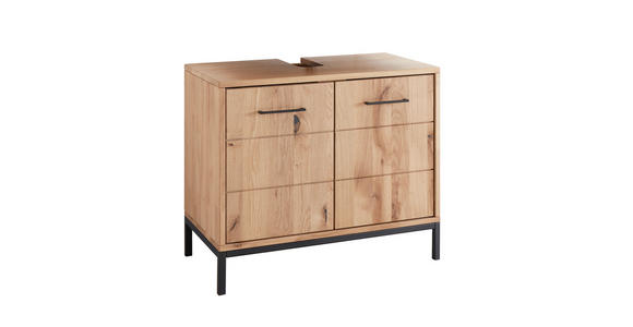 WASCHBECKENUNTERSCHRANK 70/60/40 cm  - Wildeiche/Schwarz, Basics, Holz/Metall (70/60/40cm) - Linea Natura