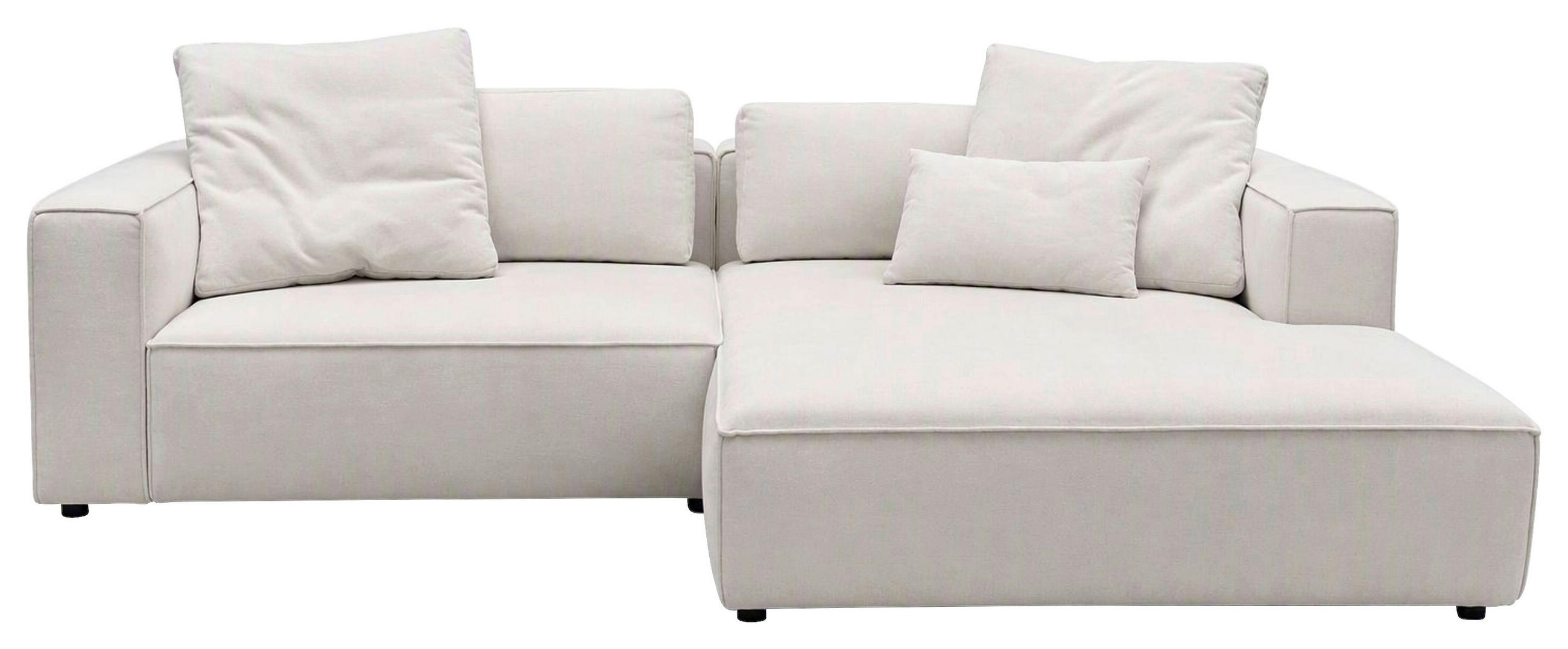 ECKSOFA Weiß Chenille Rücken echt  - Schwarz/Weiß, MODERN, Kunststoff/Textil (296/185cm) - Hom`in