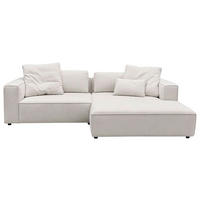 ECKSOFA Weiß Chenille Rücken echt  - Schwarz/Weiß, MODERN, Kunststoff/Textil (296/185cm) - Hom`in