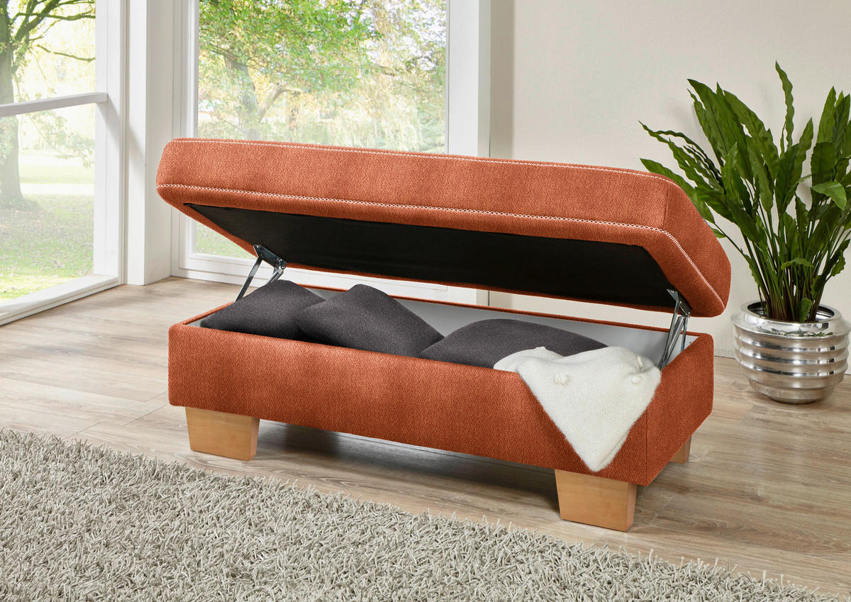 ECKSOFA in Mikrofaser Terracotta  - Eichefarben/Beige, Natur, Holz/Textil (273/226cm) - Beldomo System