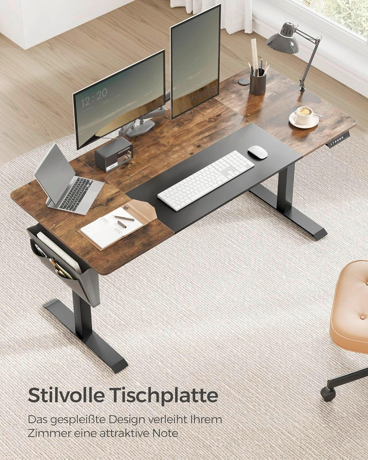 COMPUTERTISCH 160/70/72-120 cm Braun, Schwarz elektrisch höhenverstellbar  - Schwarz/Braun, Basics, Holzwerkstoff/Metall (160/70/72-120cm) - Boxxx
