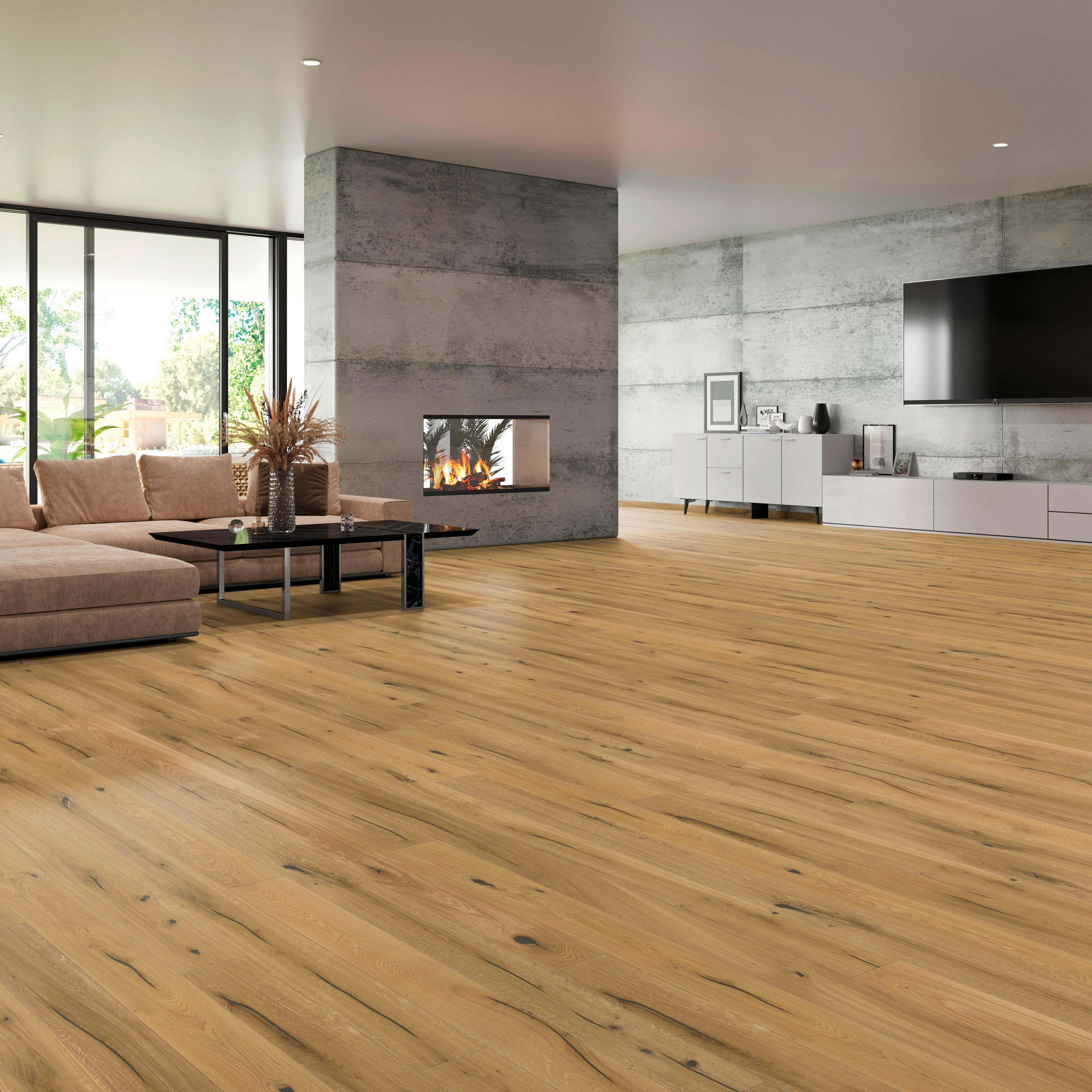 LANDHAUSDIELE Rustico Eiche Natur 100015301  per  m² - Basics, Holz (220,5/17,6/1,3cm) - Tilo