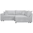 ECKSOFA Grau Cord  - Schwarz/Grau, KONVENTIONELL, Kunststoff/Textil (245/153cm) - Carryhome