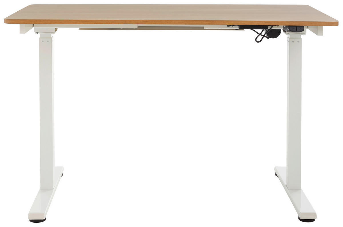 SCHREIBTISCH höhenverstellbar  - Eichefarben/Weiß, MODERN, Holzwerkstoff/Metall (120/60/73,5/118cm) - Livetastic