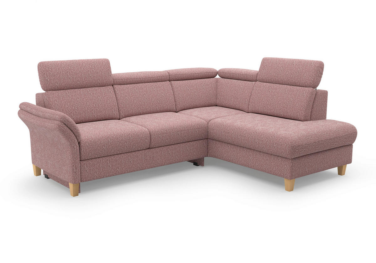 ECKSOFA GLENDALE E Aubergine Chenille  - Eichefarben/Aubergine, KONVENTIONELL, Holz/Textil (247/193cm) - Sit & More