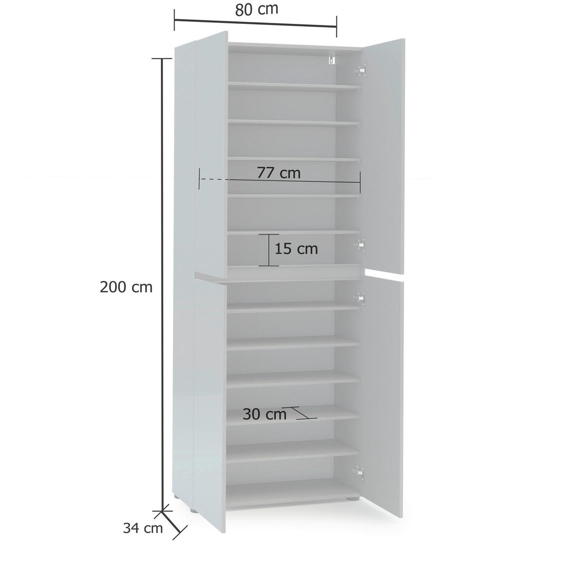 SCHUHSCHRANK Grau  - Schwarz/Grau, Design, Holzwerkstoff/Kunststoff (80/200/34cm) - Xora