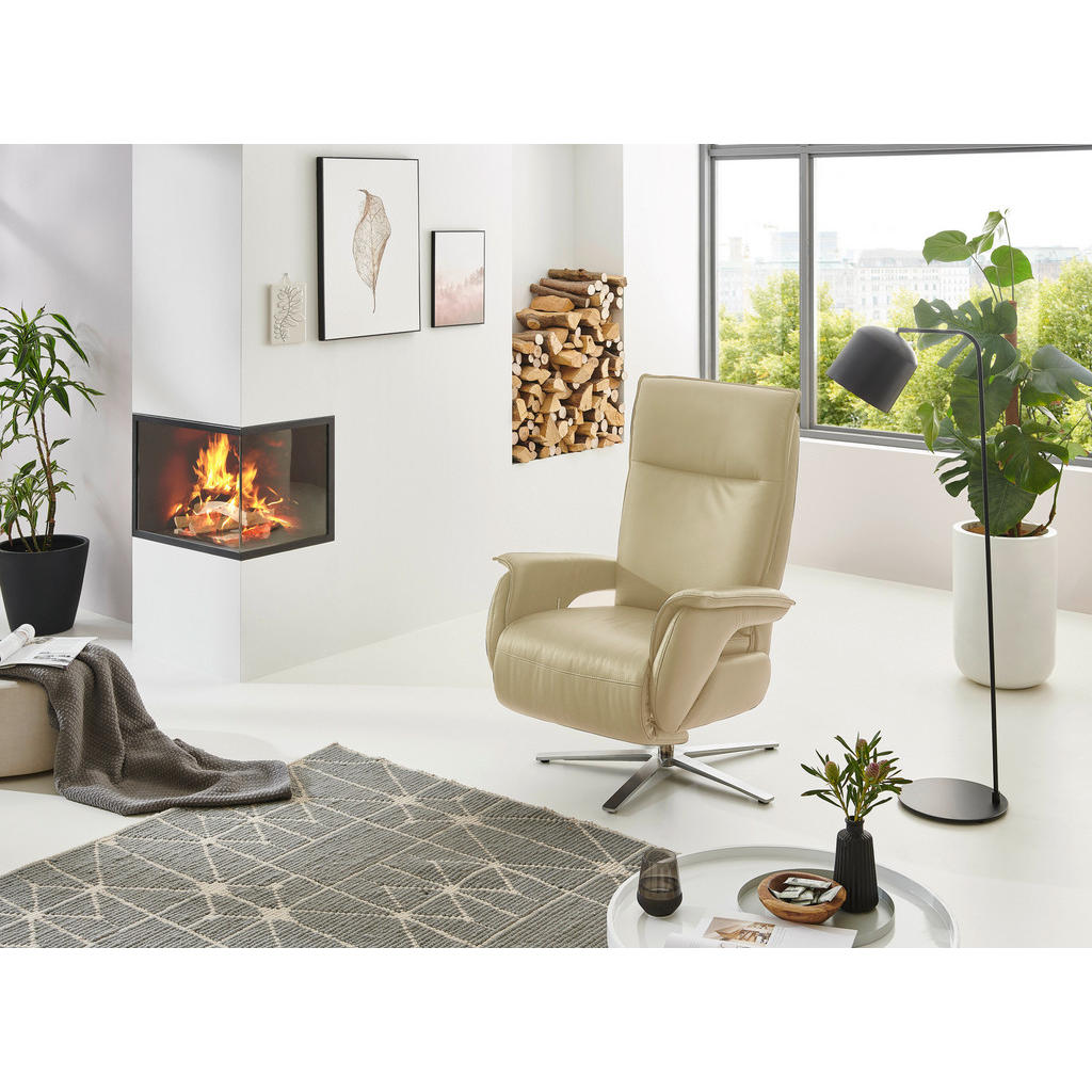 Thumbnail - Livetastic Relaxsessel, Creme, Leder, Echtleder, Nappaleder, 77x116x80 cm, Made in EU, Relaxfunktion, Netzbetrieb, Wohnz...