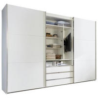 SCHWEBETÜRENSCHRANK 300/216/65 cm 2-türig Weiß  - Edelstahlfarben/Weiß, MODERN, Holzwerkstoff/Metall (300/216/65cm) - MID.YOU