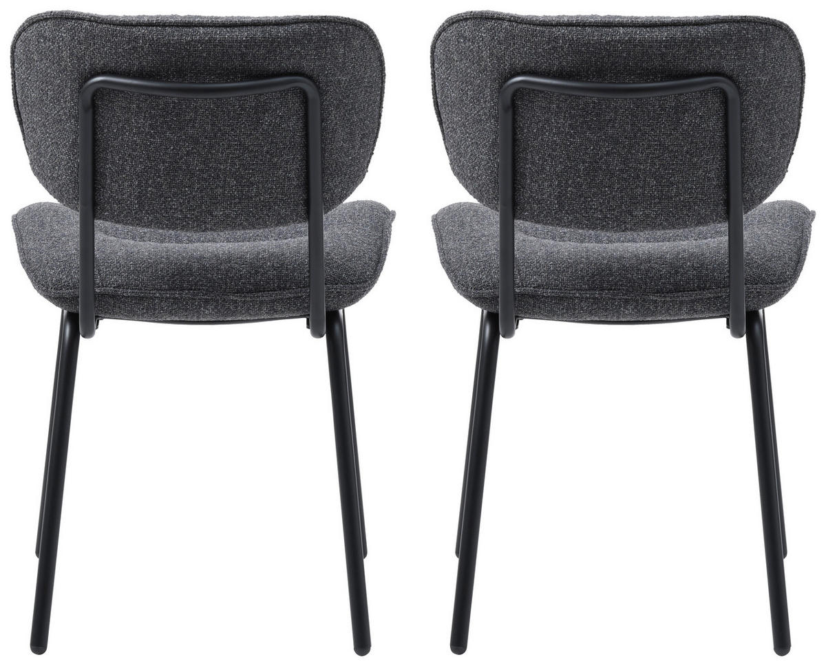 STUHL-SET 2 Stück  in Bouclé Textil  - Grau, MODERN, Textil/Metall (50/98/50cm) - Livetastic
