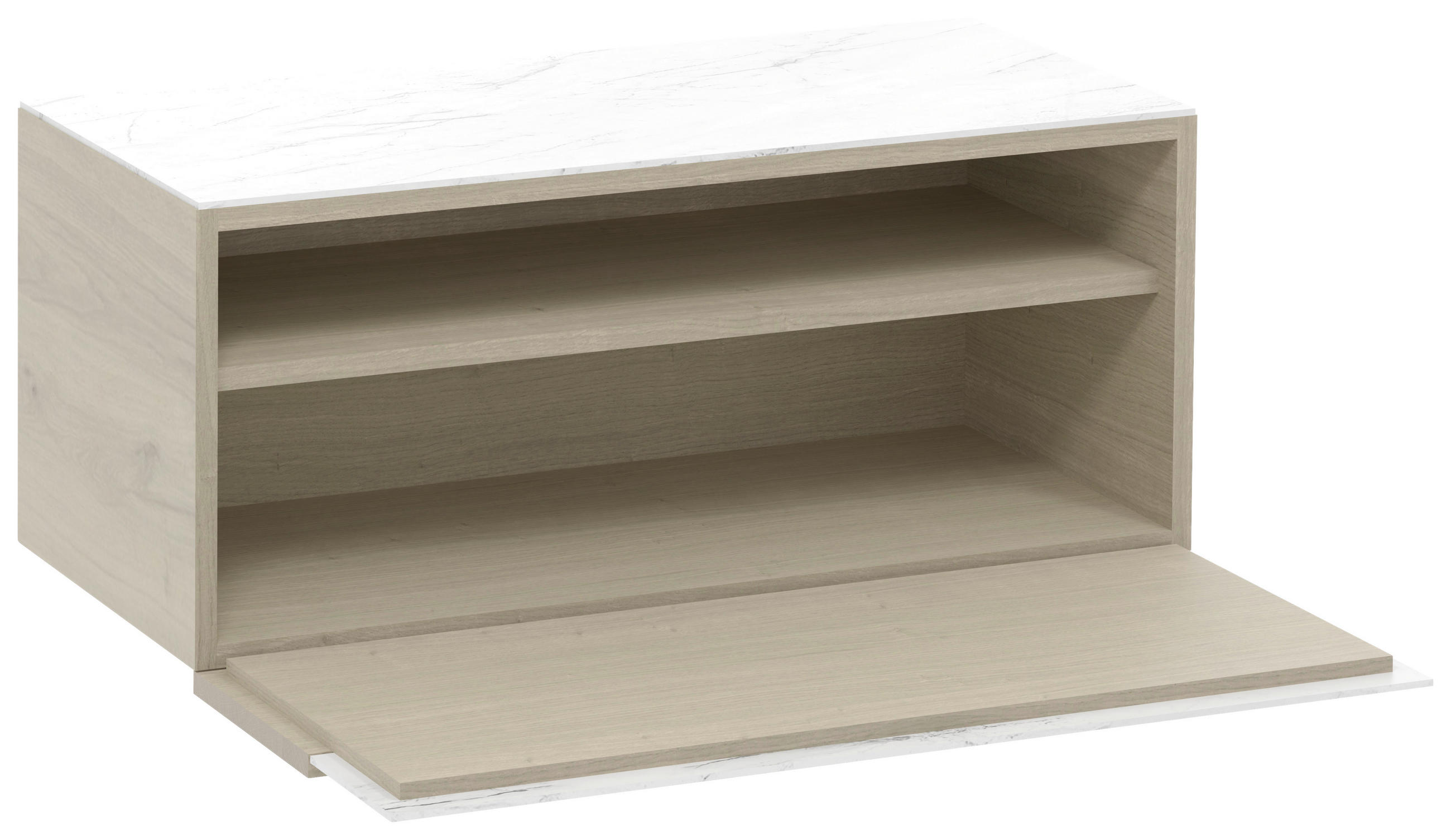 HÄNGEELEMENT Eiche furniert, mehrschichtige Massivholzplatte (Tischlerplatte) Weiß, Eichefarben  - Eichefarben/Weiß, Natur, Glas/Holz (96/40/42,6cm) - Voglauer