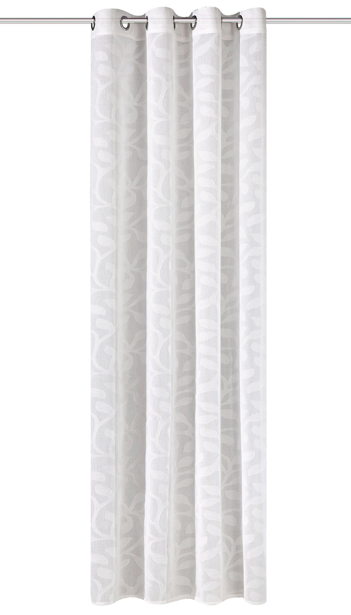 ÖSENVORHANG halbtransparent  - Weiß, Basics, Textil (140/245cm)