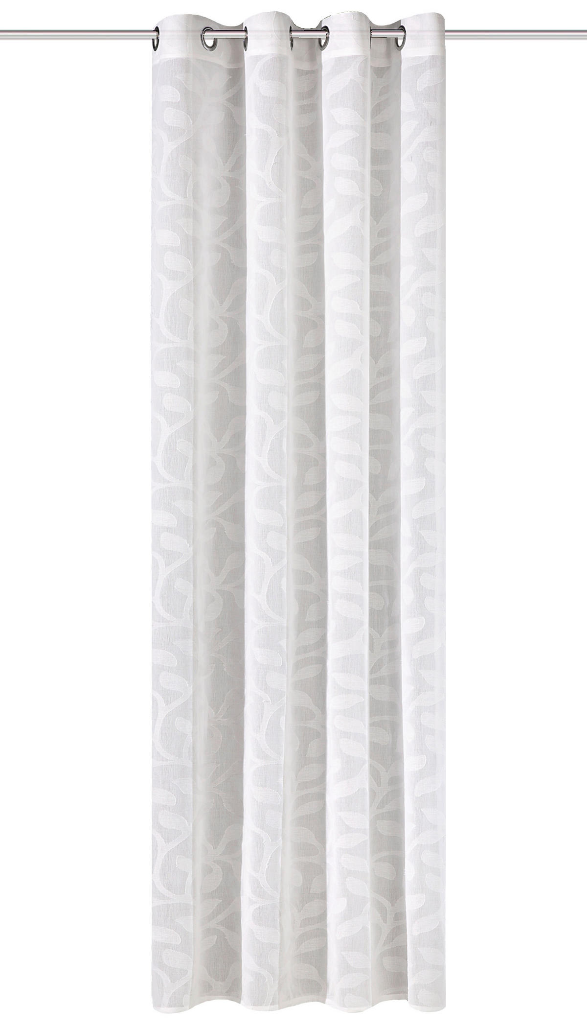 ÖSENVORHANG halbtransparent  - Weiß, Basics, Textil (140/245cm)