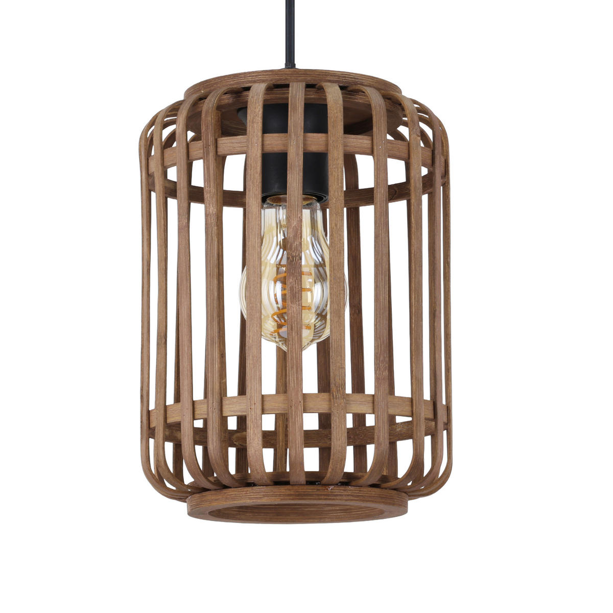 HÄNGELEUCHTE Vinkovci 77/17/120 cm  - Schwarz/Naturfarben, Design, Naturmaterialien/Metall (77/17/120cm) - Marama