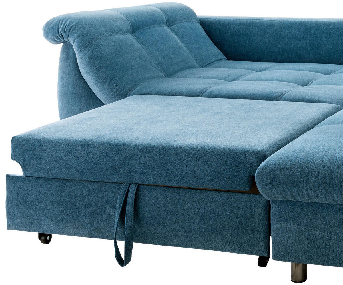 KUTNA GARNITURA tekstil  plava   - srebrne boje/boje kroma, Design, tekstil (250/190cm) - Livetastic