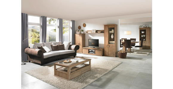 SESSEL in Lederlook, Webstoff Braun, Beige  - Beige/Braun, ROMANTIK / LANDHAUS (125/100/140cm) - Landscape