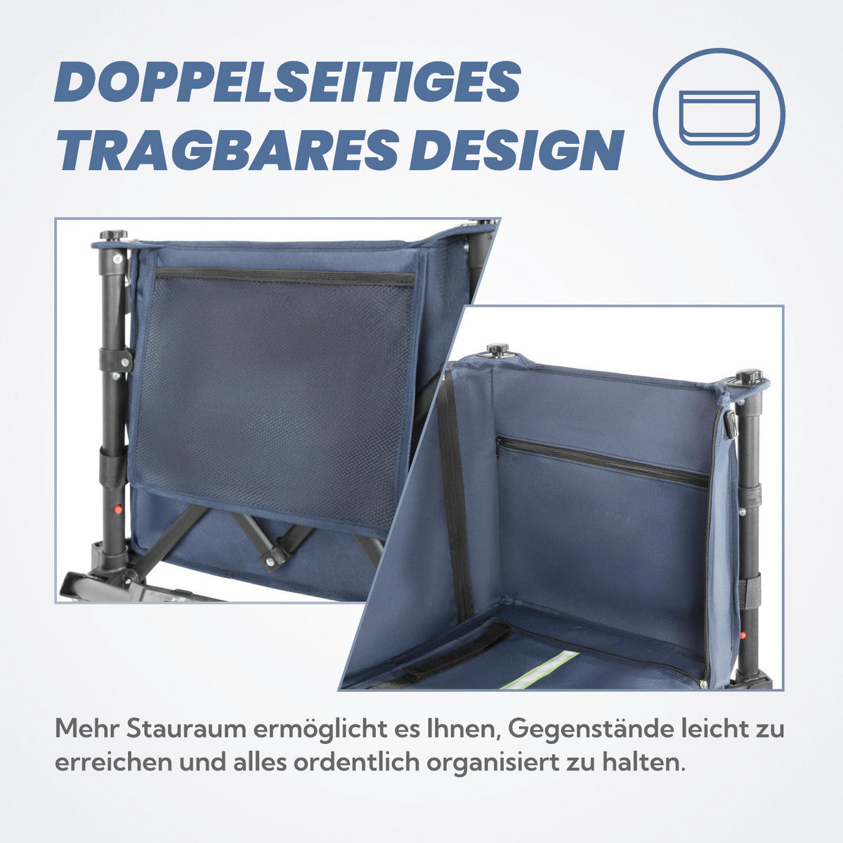 BOLLERWAGEN    - Blau/Graphitfarben, Basics, Textil/Metall (44/19/31cm) - Modante