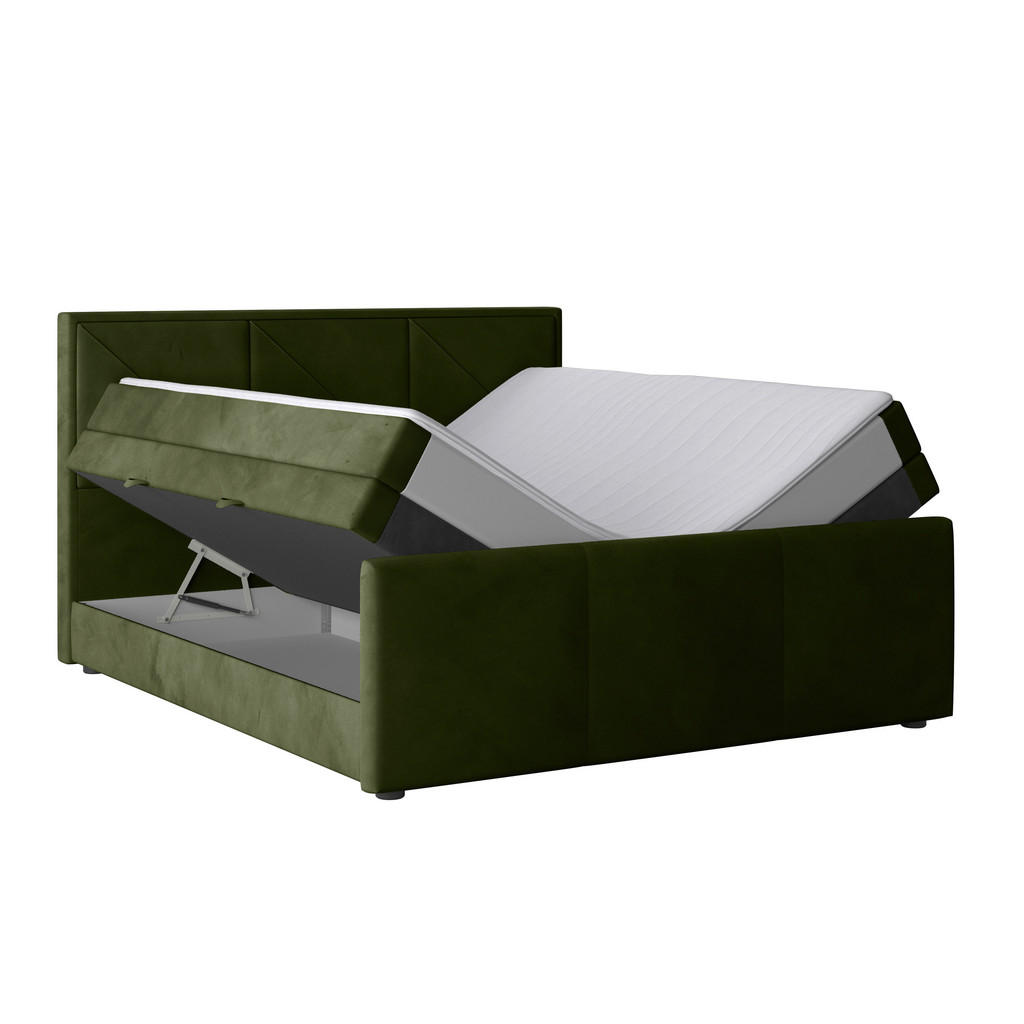 Thumbnail - Mid.you Boxspringbett, Grün, Textil, Birke, Buche, teilmassiv, Hartholz,teilmassiv, Hartholz, H2, Höhe ca. 20 cm, 180x20...