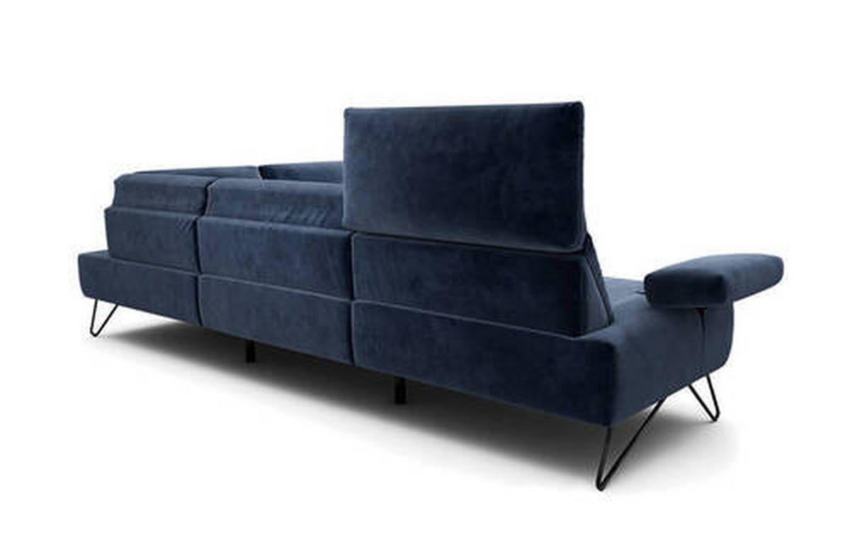 ECKSOFA Cosy Dunkelblau Samt  - Schwarz/Dunkelblau, Design, Textil/Metall (288-303/213cm) - SENSOO