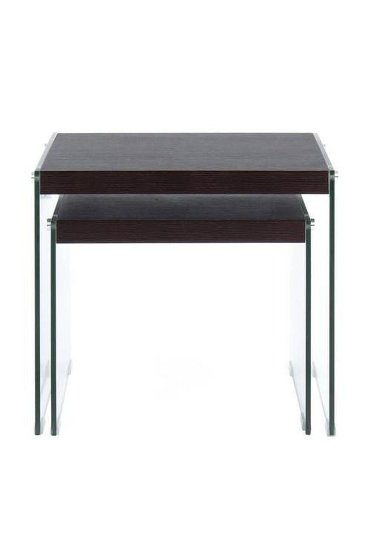 BEISTELLTISCHSET in Glas, Holzwerkstoff  - Klar/Dunkelbraun, Basics, Glas/Holzwerkstoff - Kayoom